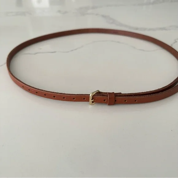 J. Crew Skinny Belt in Camel Brown Size Small - Picture 2 of 6
